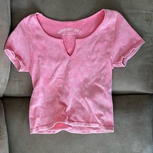 aeropostale pink ribbed short sleeve